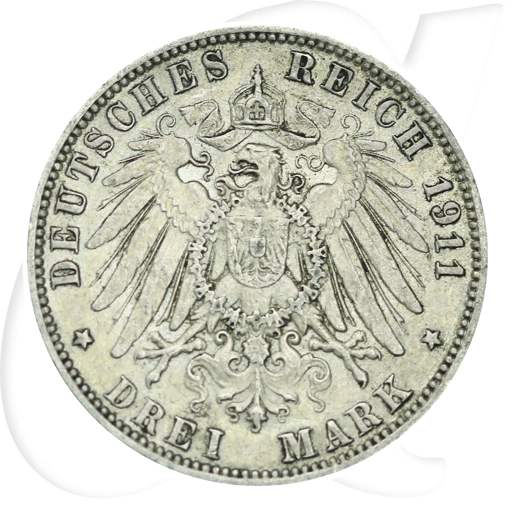Hamburg 1911 3 Mark Wappen Münzen-Wertseite