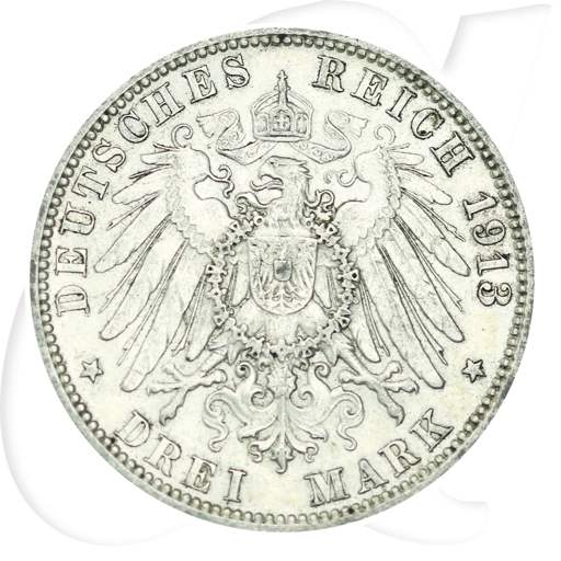 Hamburg 1913 3 Mark Wappen Münzen-Wertseite