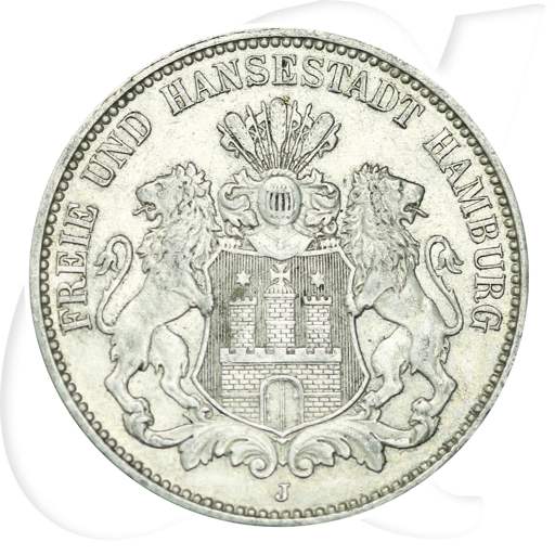 Hamburg 1914 3 Mark Wappen Münzen-Bildseite