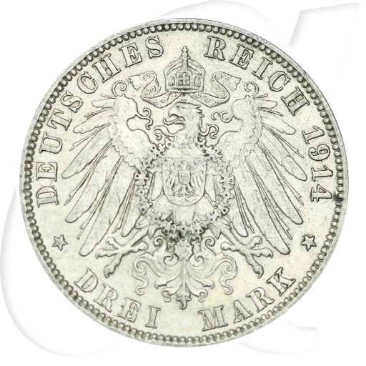 Deutschland Hamburg 3 Mark 1914 ss ungereinigt Wappen