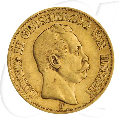 Hessen 1876 Gold 10 Mark Ludwig III Münzen-Bildseite