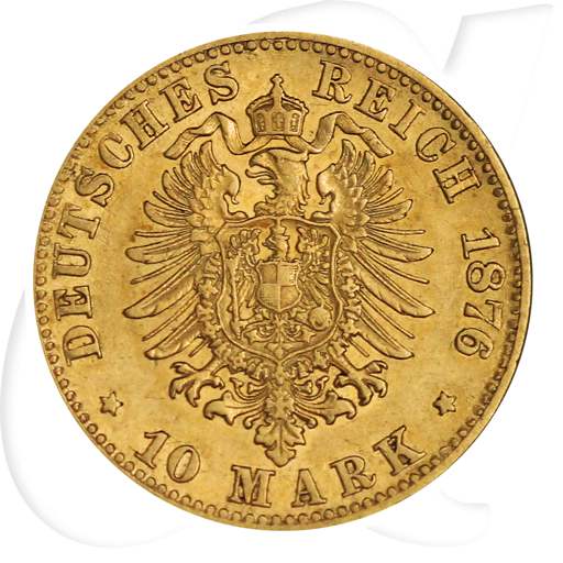 Hessen 1876 Gold 10 Mark Ludwig III Münzen-Wertseite