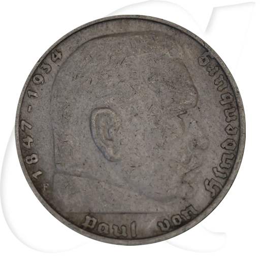 5 RM Hindenburg 1935 - 1936 Silber (siehe Detailbeschreibung)