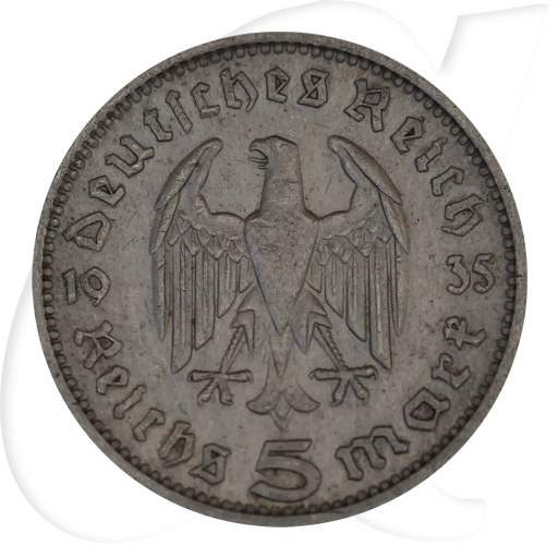 5 RM Hindenburg 1935 - 1936 Silber (siehe Detailbeschreibung)