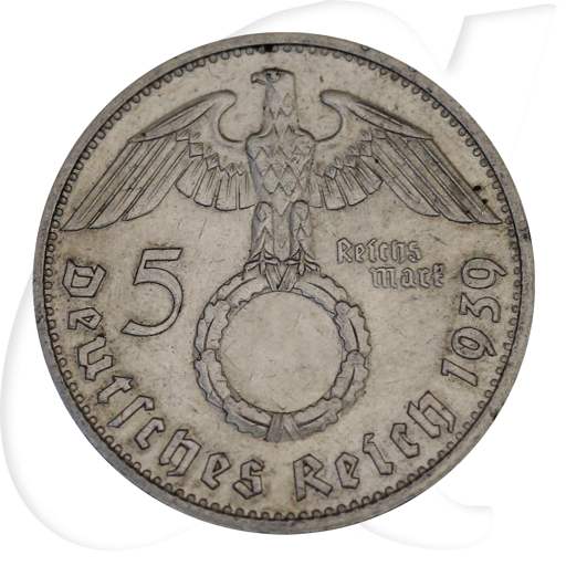 5 RM Hindenburg 1936 - 1939 Silber mit HK (siehe Detailbeschreibung)