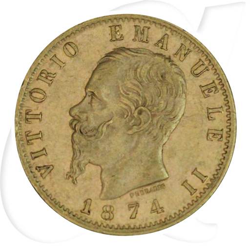 Italien 20 Lire 1874 Gold 5,81g fein Vittorio Emanuele ss-vz