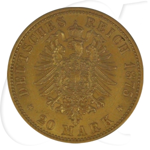 Deutschland Preussen 20 Mark Gold 1875 A ss Wilhelm I.