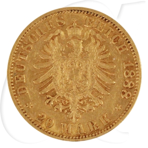 Deutschland Preussen 20 Mark Gold 1888 A ss Wilhelm I.