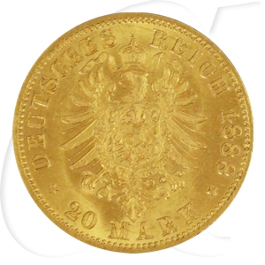 Deutschland Preussen 20 Mark Gold 1888 A vz-st Wilhelm I.