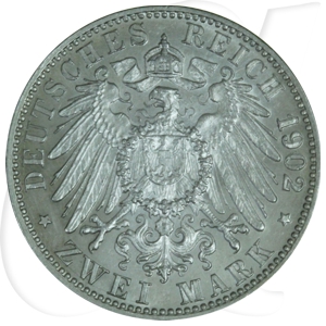 Deutschland Baden 2 Mark 1902 vz-st Regierungsjubiläum