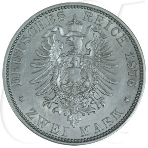 Deutschland Preussen 2 Mark 1876 A fast vz Wilhelm I.