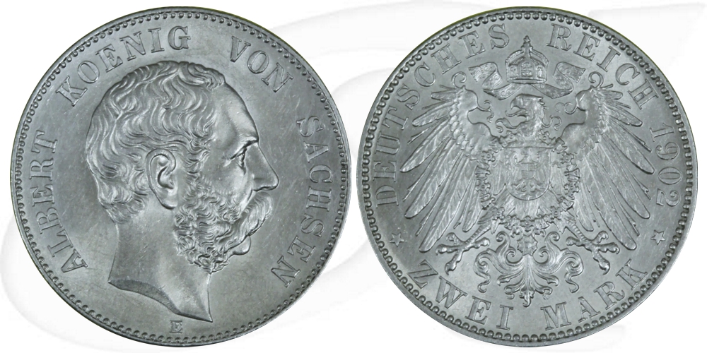 Deutschland Sachsen 2 Mark 1902 vz Albert