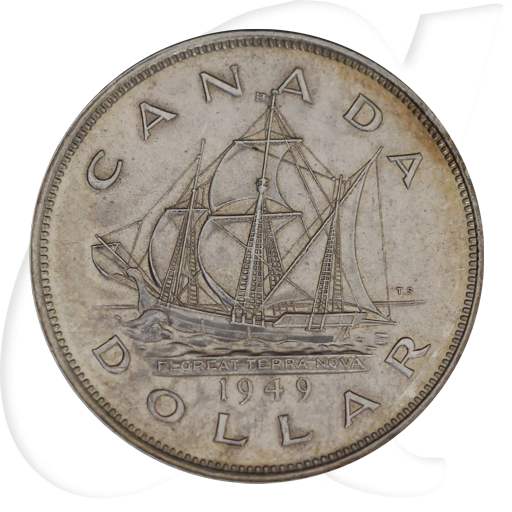 kanada-1949-segelschiff-1-dollar-silber Münzen-Bildseite