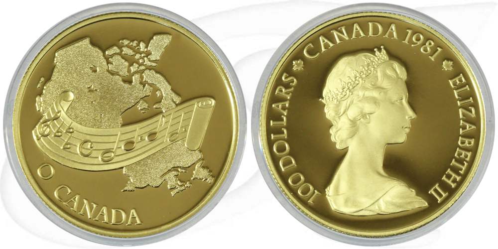 Kanada 100 Dollar 1981 PP Gold O Canada
