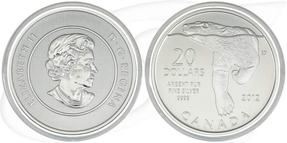Kanada 20 Dollar 2012 BU OVP Polarbär Silber 7,96 gr. fein