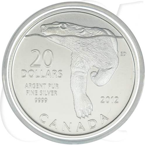 Kanada 20 Dollar 2012 BU OVP Polarbär Silber 7,96 gr. fein