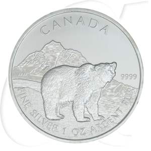 Münze Kanada 5 Dollar 2011 Silber - Vorderseite Grizzly Bär