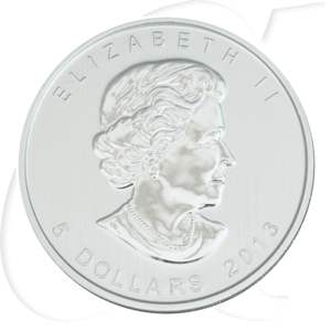Münze Kanada 5 Dollar Silber Rückseite mit Queen Elisabeth II. und Umschrift 2013