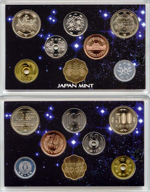 Japan Kursmünzensatz 2005 st OVP Aichi EXPO mit Umkarton