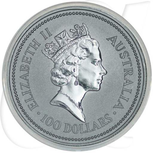 Koala 100 Dollar 1991 Platin Münzen-Wertseite