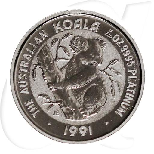 Koala 1991 Platin 5 Dollar Münzen-Bildseite