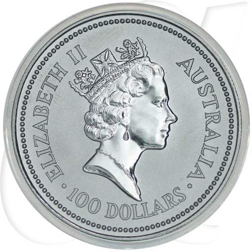 Koala 1992 Platin 100 Dollar Münzen-Wertseite