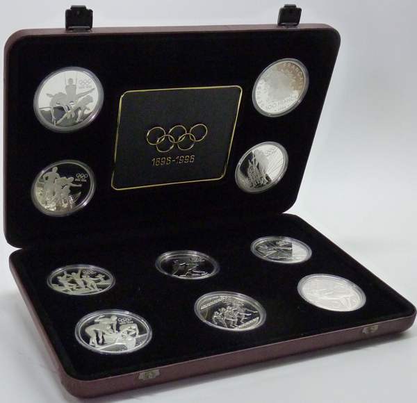 Offizielle Kollektion 100 Jahre Olympische Spiele 10 Münzen Silber PP