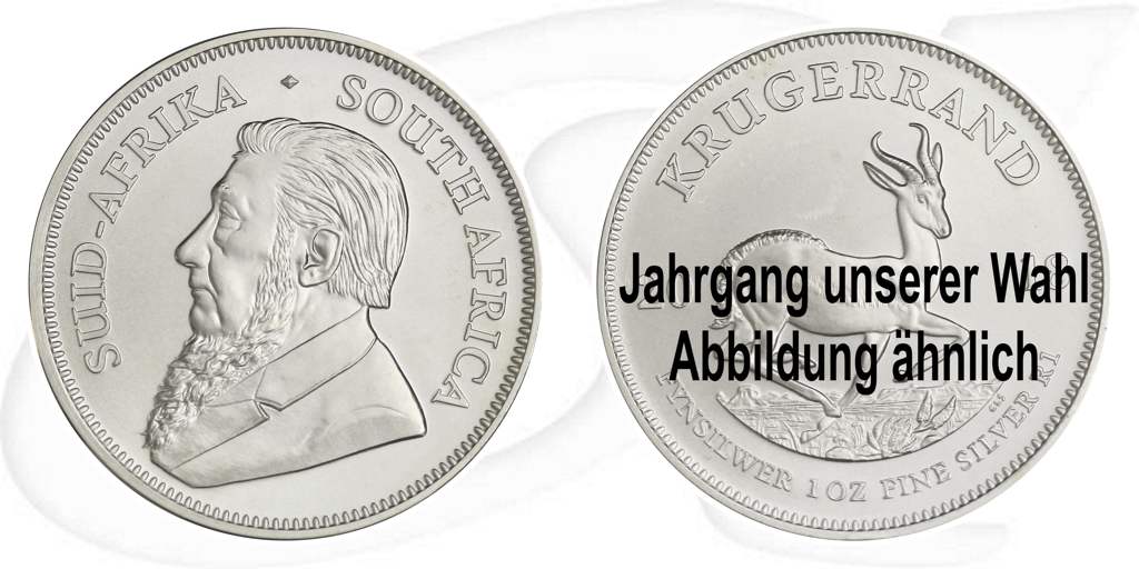Krügerrand Silber kaufen Silbermünze Südafrika Münze Vorderseite und Rückseite zusammen