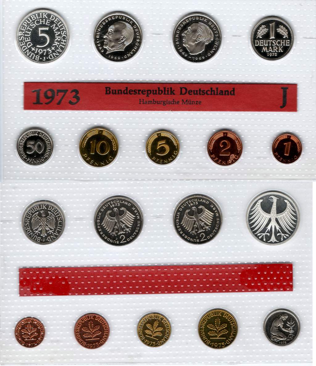 Kursmünzensatz Deutschland 1973 J PP OVP