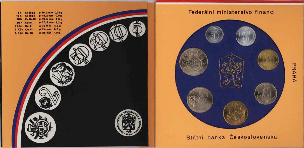 Tschechien Kursmünzensatz 1987 st OVP 8,85 Kronen Vorderseite