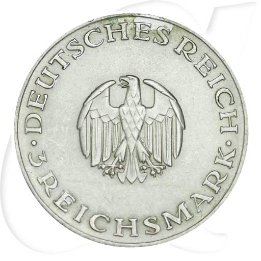 Lessing 1929 Weimar 3 Reichsmark Münzen-Wertseite
