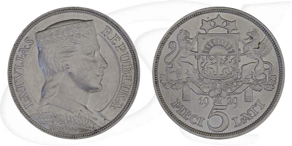 lettland-1925-2-lati-kursmuenze Münze Vorderseite und Rückseite zusammen