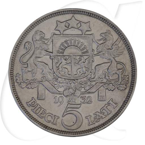 lettland-1929-5-lati-trachtenmaedchen-kursmuenze Münzen-Wertseite