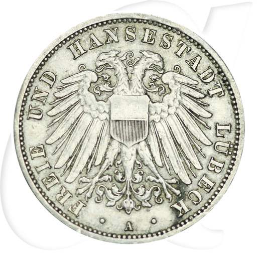 Lübeck 1908 3 Mark Wappen Münzen-Bildseite