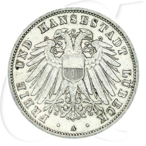 Lübeck 1909 3 Mark Wappen Münzen-Bildseite
