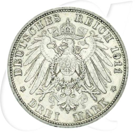 Lübeck 1911 3 Mark Wappen Münzen-Wertseite