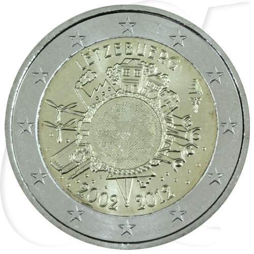 Luxemburg 2 Euro 2012 10 Jahre Euro-Bargeld st