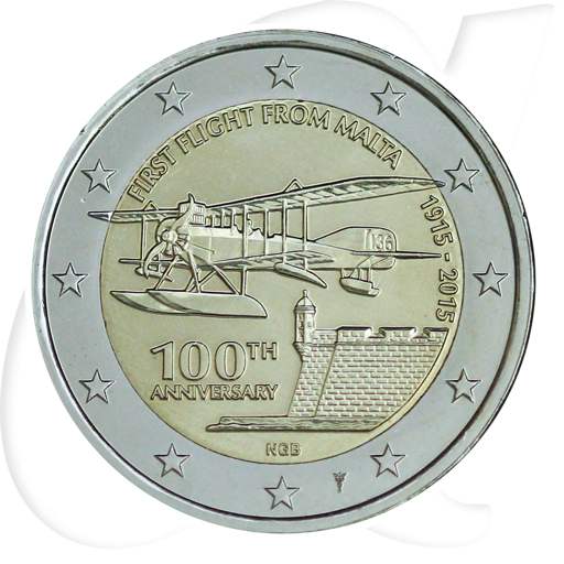 Malta 2015 2 Euro Erstflug mit Füllhorn Münzen-Bildseite