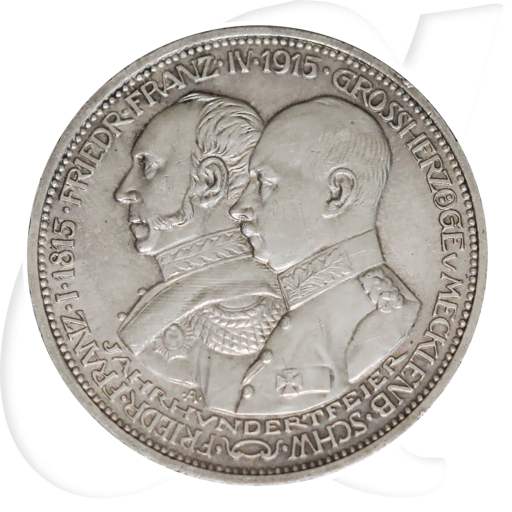 Mecklenburg-Schwerin 1915 3 Mark Jahrhundertfeier Münzen-Bildseite