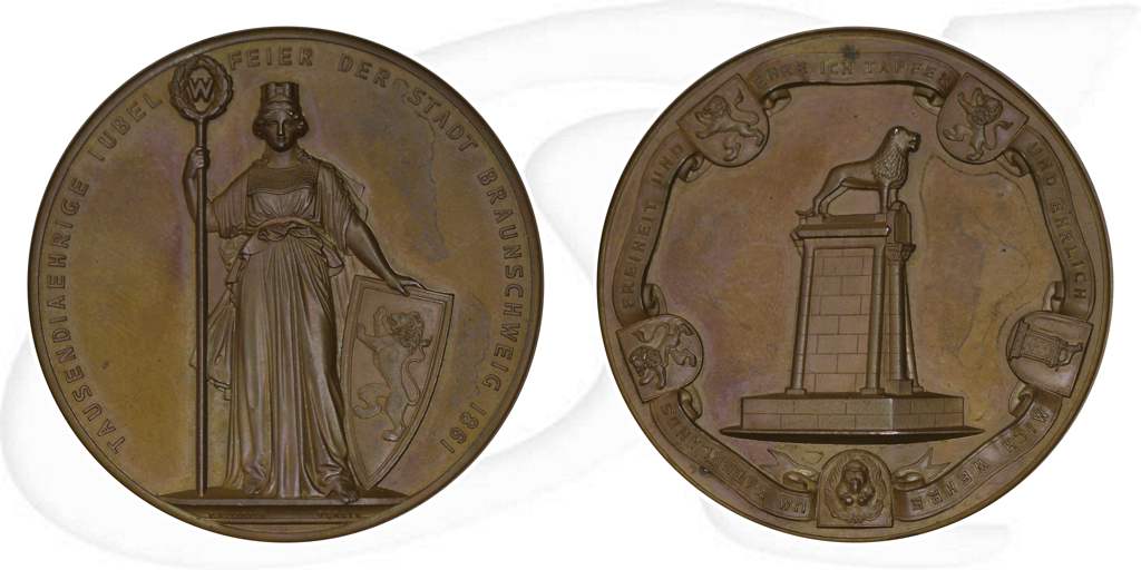 Medaille 1861 1000 Jahre Braunschweig mit Kassette