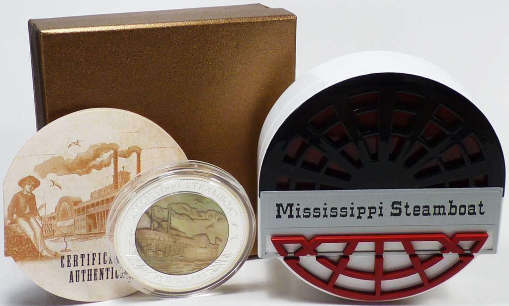 Mississippi Steamboat 2015 Silber Cook Islands 25 Dollars OVP