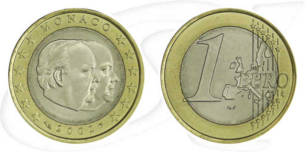 Monaco 2002 1 Euro Rainier Umlauf Münze Kurs Münze Vorderseite und Rückseite zusammen
