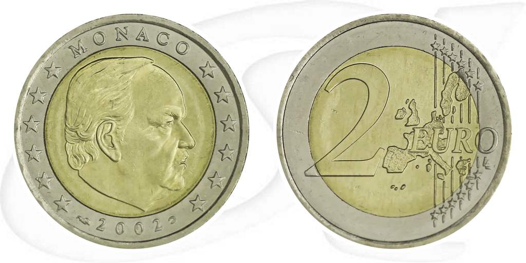 Monaco 2002 2 Euro Rainier Umlauf Münze Kurs Münze Vorderseite und Rückseite zusammen