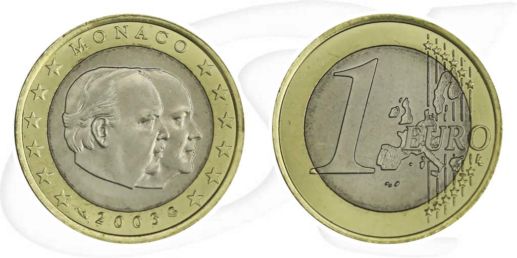 Monaco 2003 1 Euro Rainier Umlauf Münze Kurs Münze Vorderseite und Rückseite zusammen