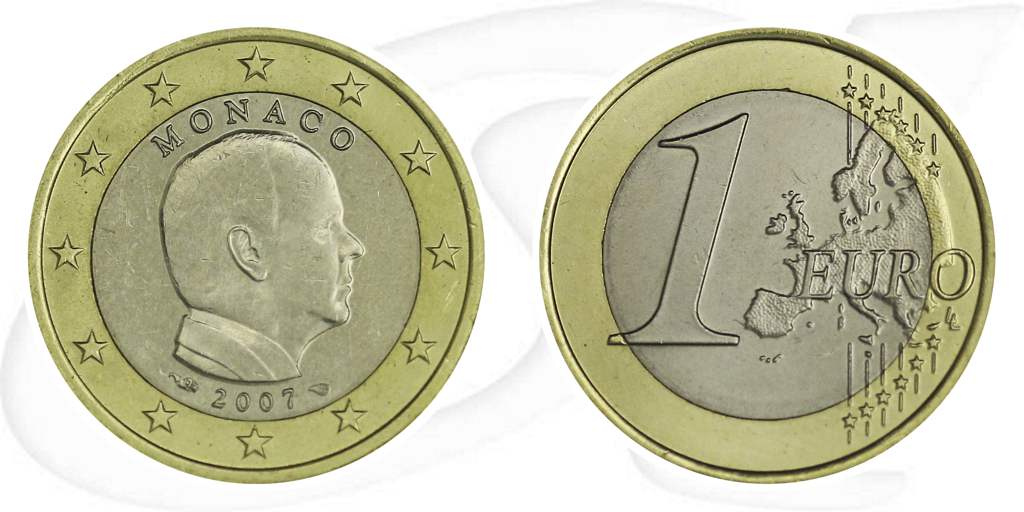 Monaco 2007 1 Euro Albert Umlauf Münze Kurs Münze Vorderseite und Rückseite zusammen