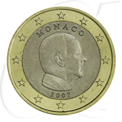 Monaco 1 Euro 2007 Umlaufmünze Prinz Albert II. ohne Münzzeichen Fehlprägung