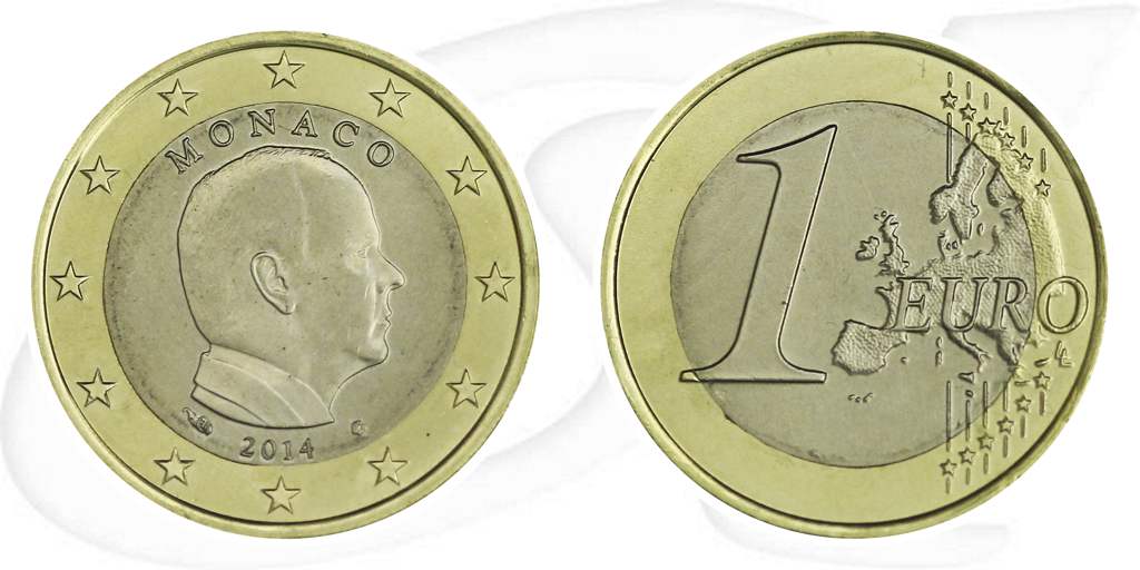 Monaco 2014 1 Euro Albert Umlauf Münze Kurs Münze Vorderseite und Rückseite zusammen