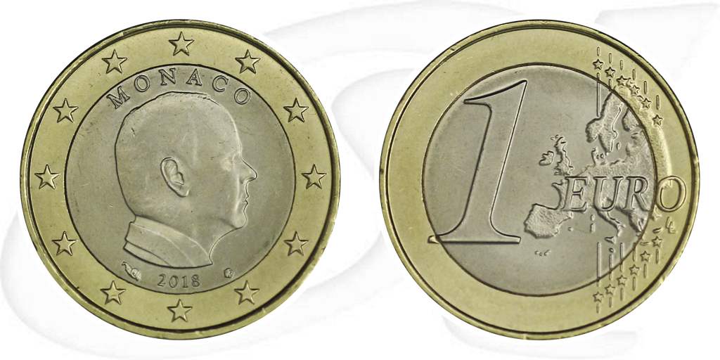 Monaco 2018 1 Euro Albert Umlauf Münze Kurs Münze Vorderseite und Rückseite zusammen