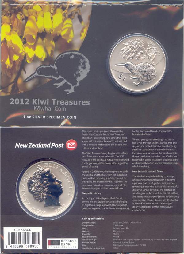 Neuseeland 1$ 2012 Kiwi BU im Blister Silber fein