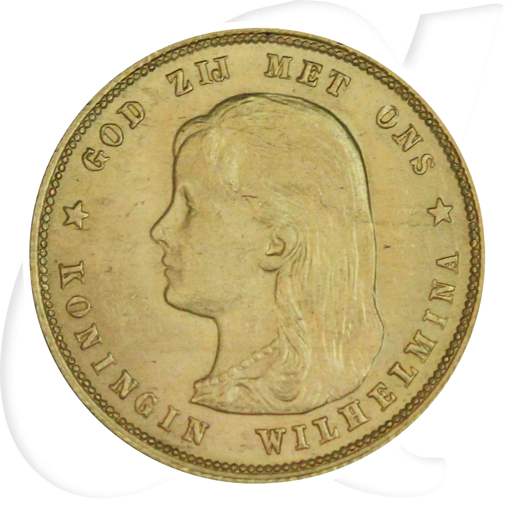 Niederlande 10 Gulden 1897 Gold 6,05g fein vz-st Wilhelmina I.